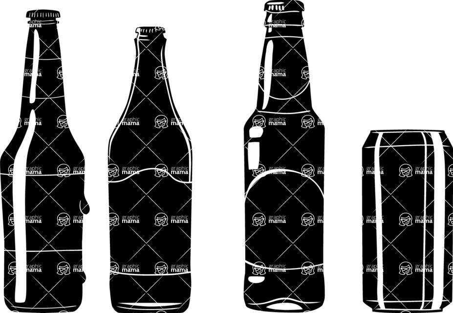 Vector silhouettes - Vector Beer Bottle Silhouettes Set